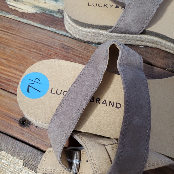 NWOT Lucky Brand Gadine Espadrillles Straps Sandals genuine leather brown Sz 7.5 - Picture 4 of 11